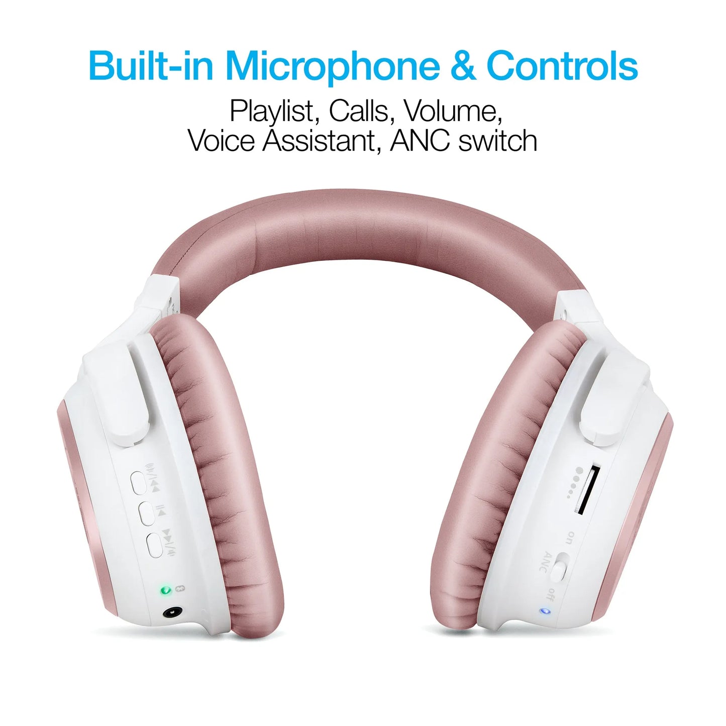 Naztech i9 BT Active Noise Canceling Headphones Rose Gold