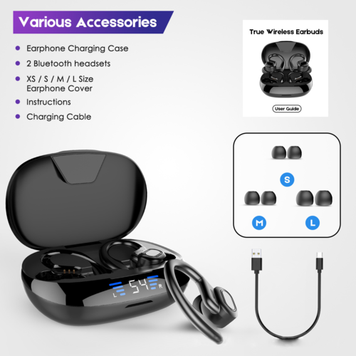 LED Display TWS Sport Bluetooth V5.0 Headset For iPhone And Huawei