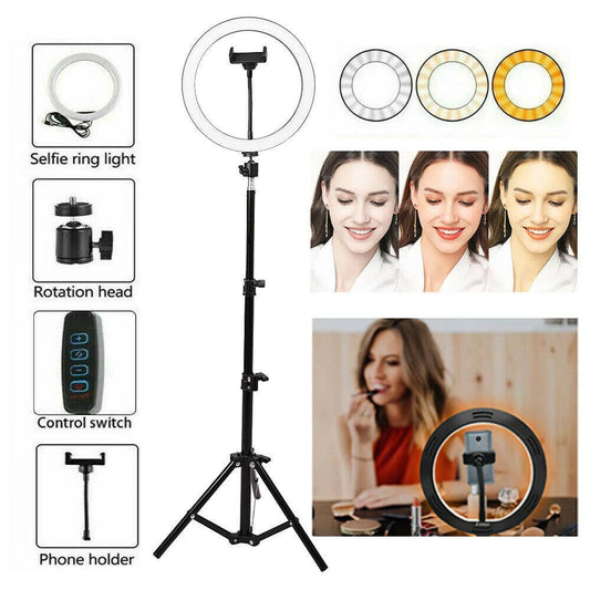 LED Selfie Ring Light With Tripod Phone Holder Stand