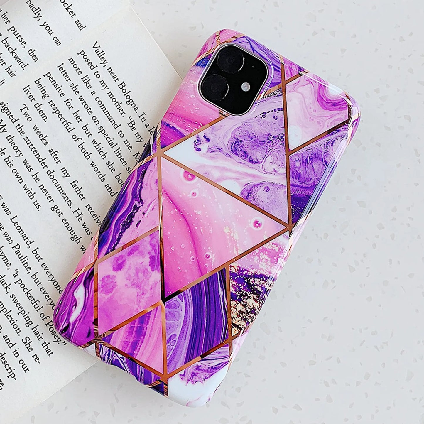 KP KOOL PRODUCTS New Marble Case Compatible with iPhone (12/12 Pro)/12 Pro Max, Geometric Marble Case Hard PC Bumper Protective & Shockproof Shell Cover