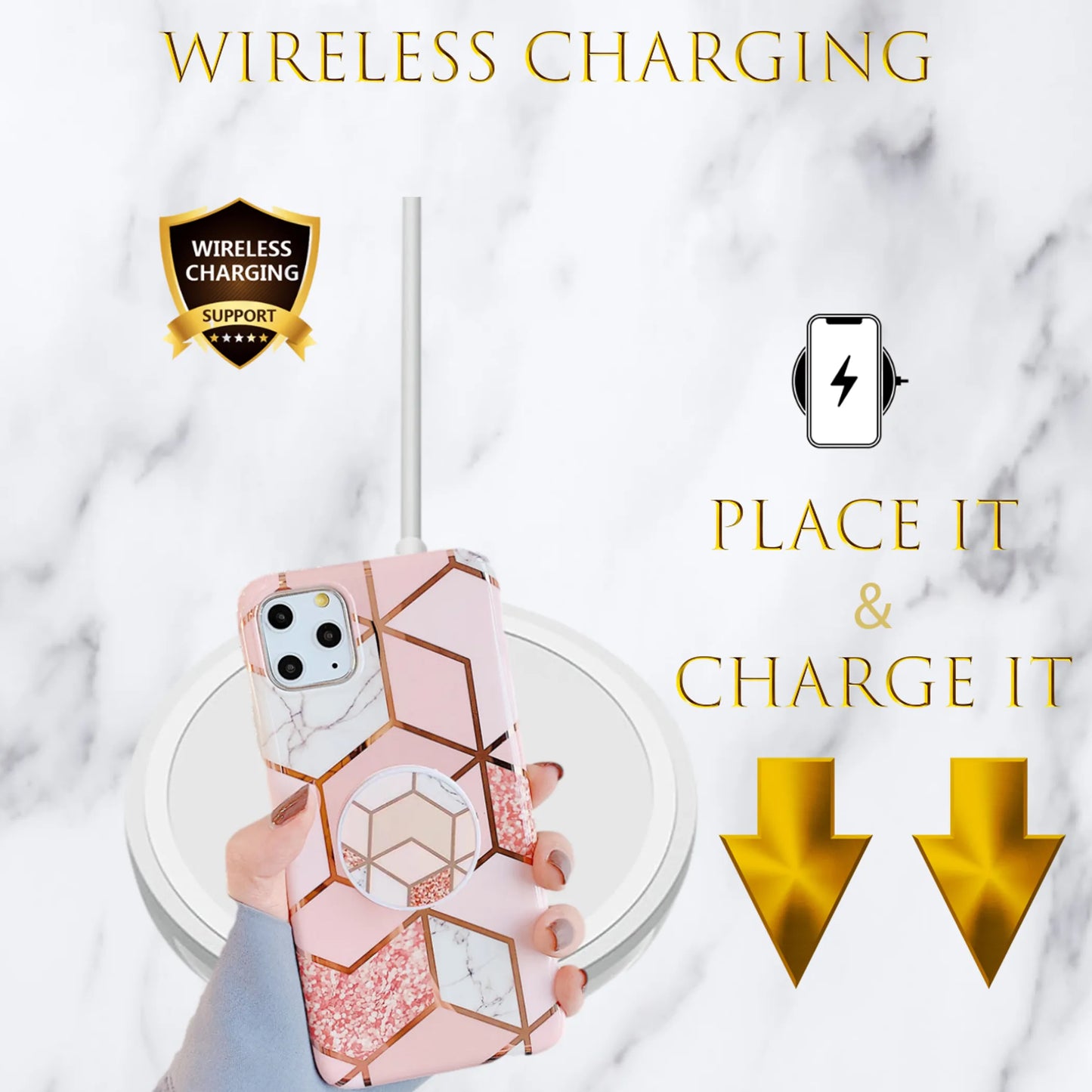 KP KOOL PRODUCTS New Marble Case Compatible with iPhone (12/12 Pro)/12 Pro Max, Geometric Marble Case Hard PC Bumper Protective & Shockproof Shell Cover