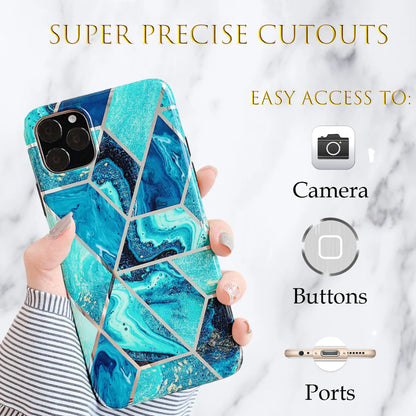 KP KOOL PRODUCTS New Marble Case Compatible with iPhone (12/12 Pro)/12 Pro Max, Geometric Marble Case Hard PC Bumper Protective & Shockproof Shell Cover
