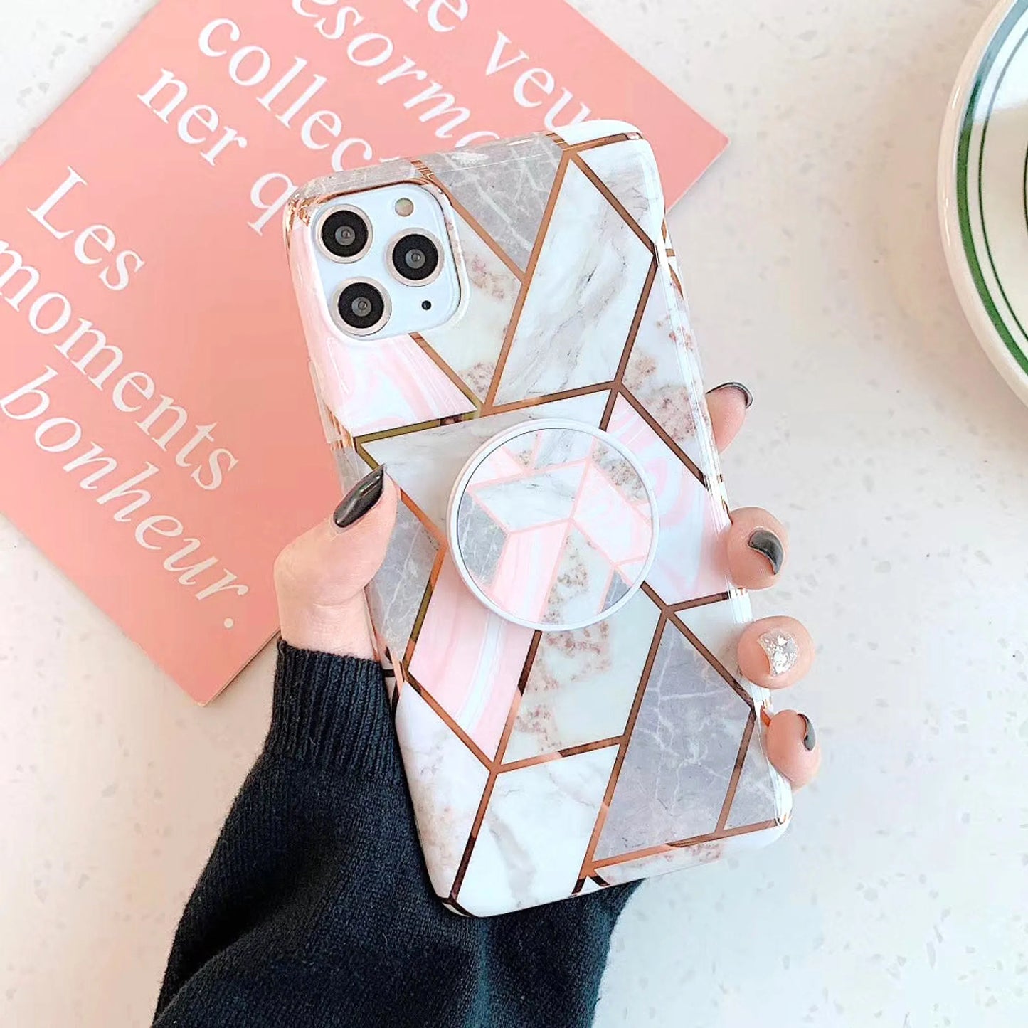 KP KOOL PRODUCTS New Marble Case Compatible with iPhone (12/12 Pro)/12 Pro Max, Geometric Marble Case Hard PC Bumper Protective & Shockproof Shell Cover