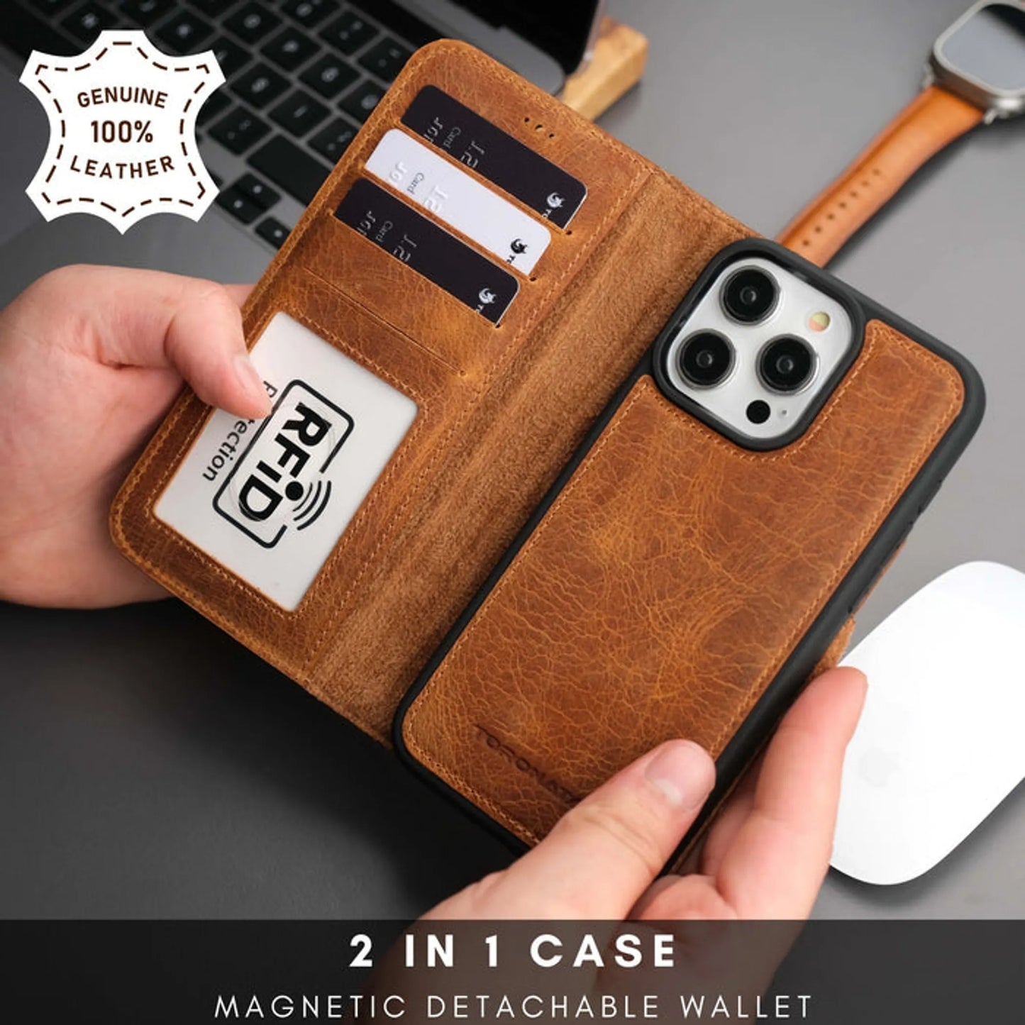 Casper iPhone 16 Wallet Case Leather MagSafe