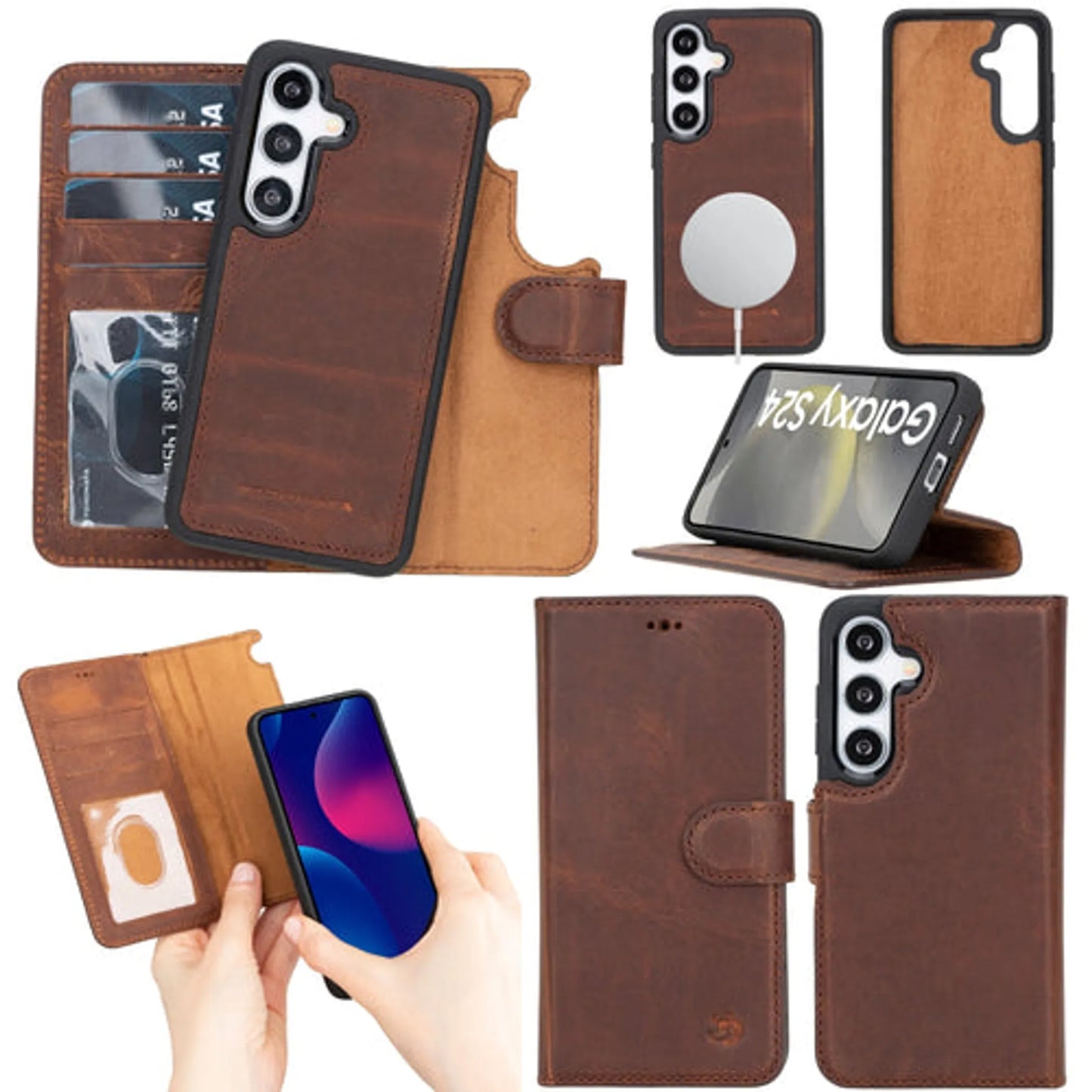 Buffalo Leather Samsung Galaxy S24 Ultra Wallet with Detachable Case