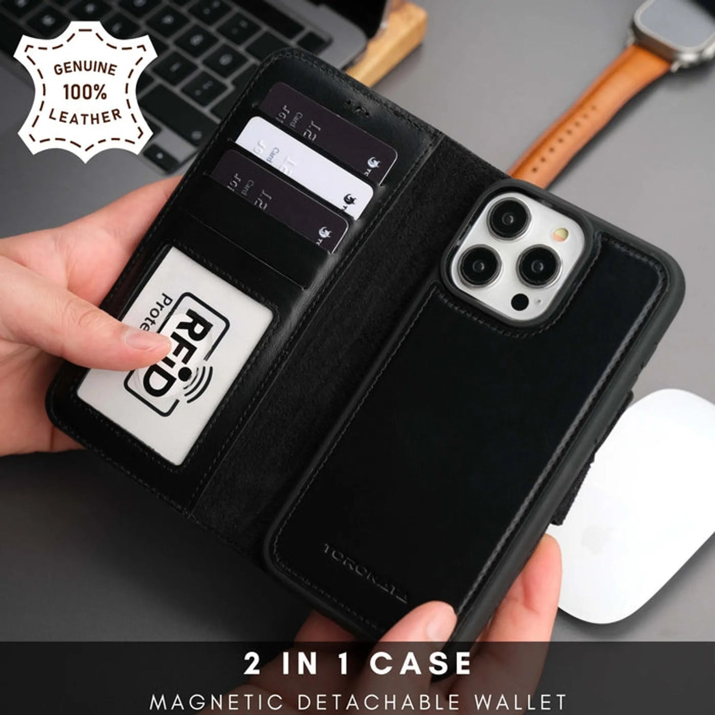 Casper iPhone 16 Pro Wallet Case Leather MagSafe