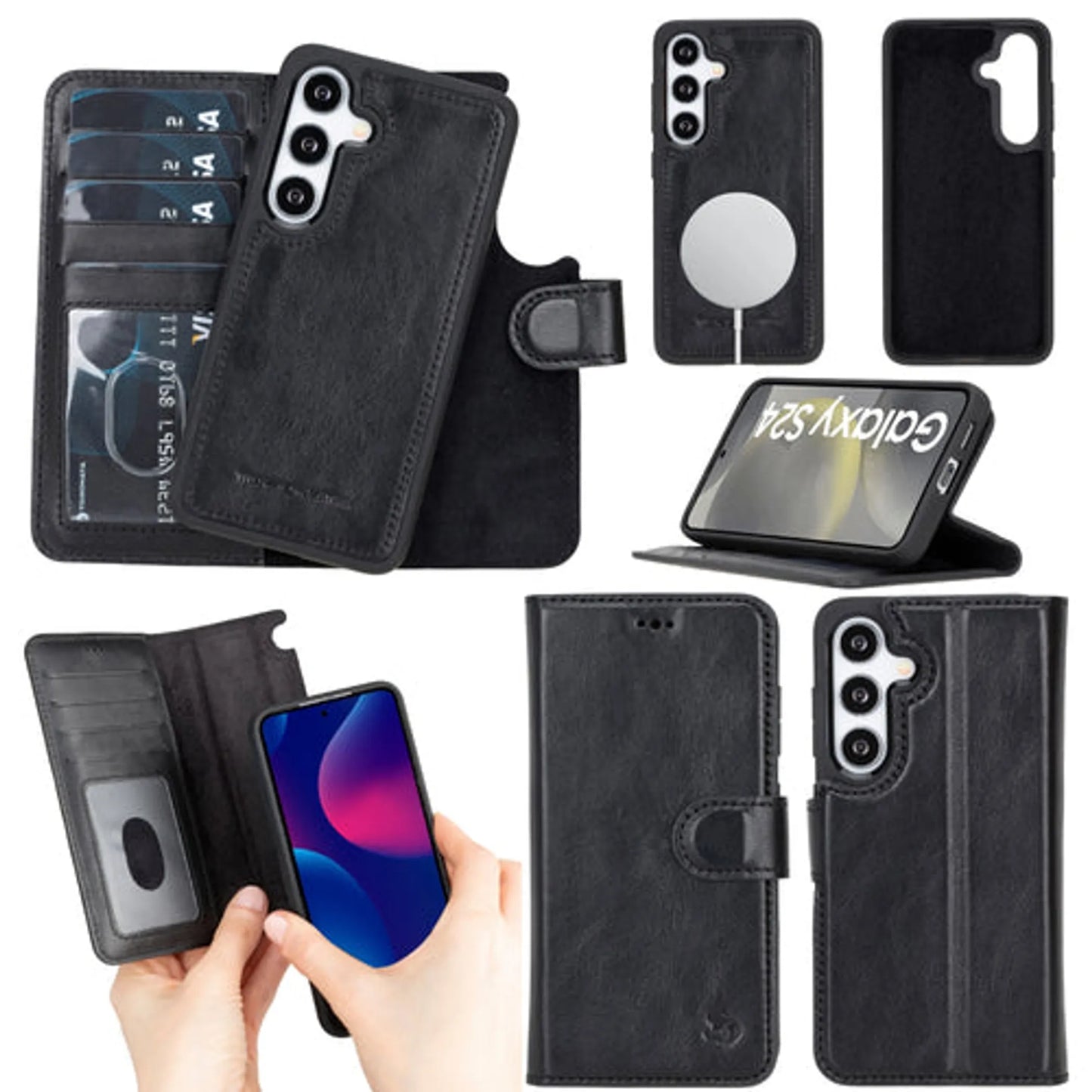 Buffalo Leather Samsung Galaxy S24 Plus Wallet with Detachable Case