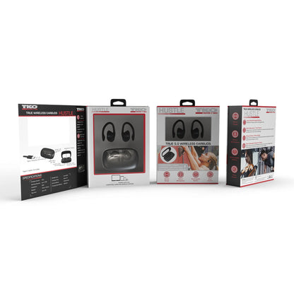 Wrap Around TWS Earbuds With Battery Indicator- Black
