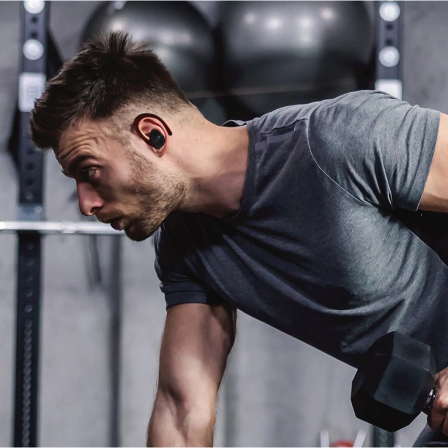Wrap Around TWS Earbuds With Battery Indicator- Black/Red