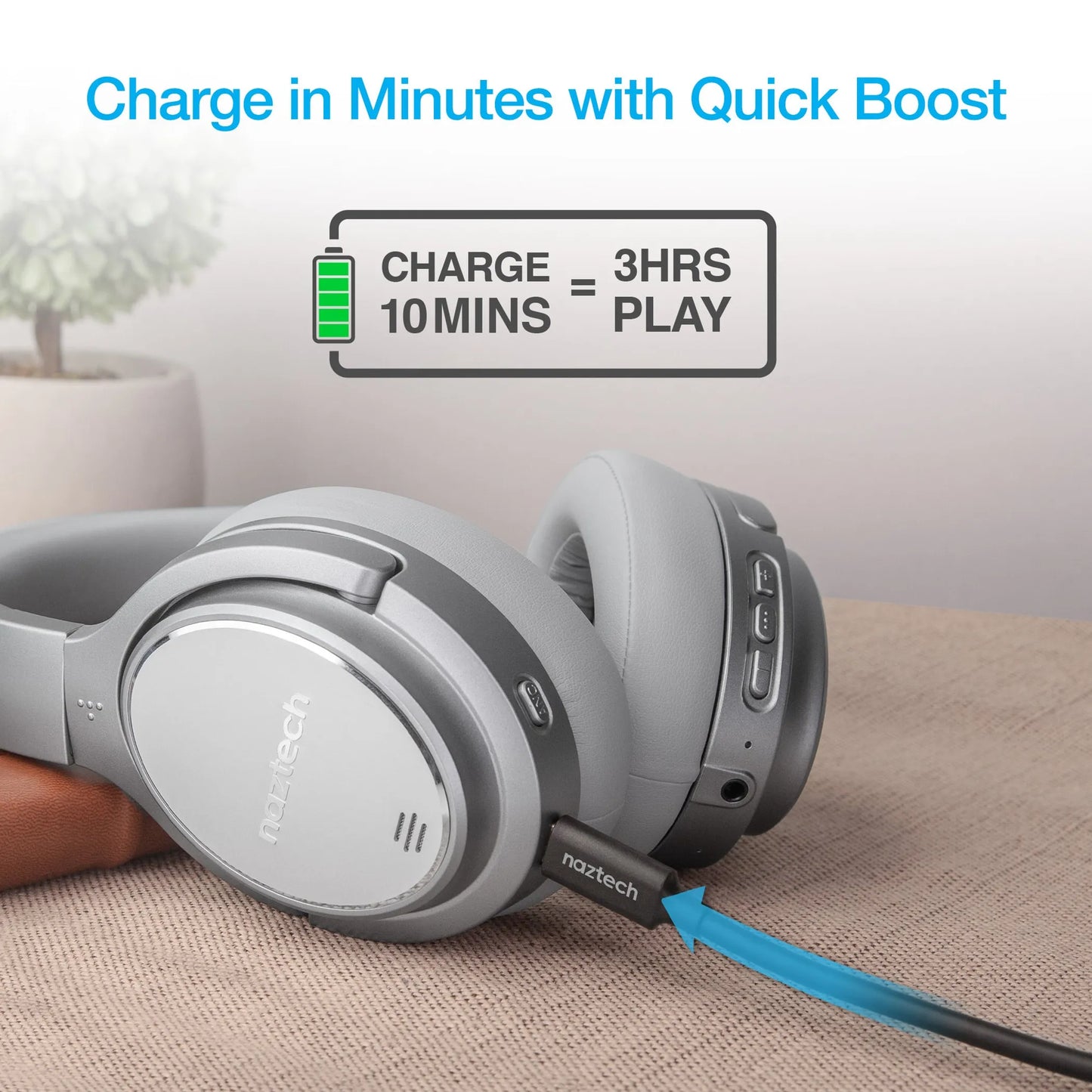 Naztech DRIVER ANC1000 Wireless Headphones Silver