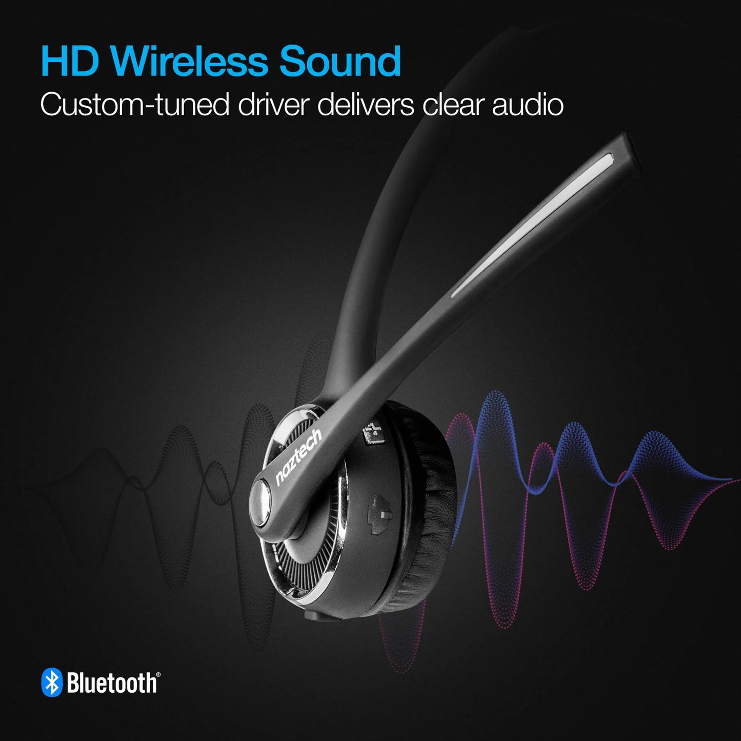 Naztech N980 BT Over-the-Head Headset w/Base Blk