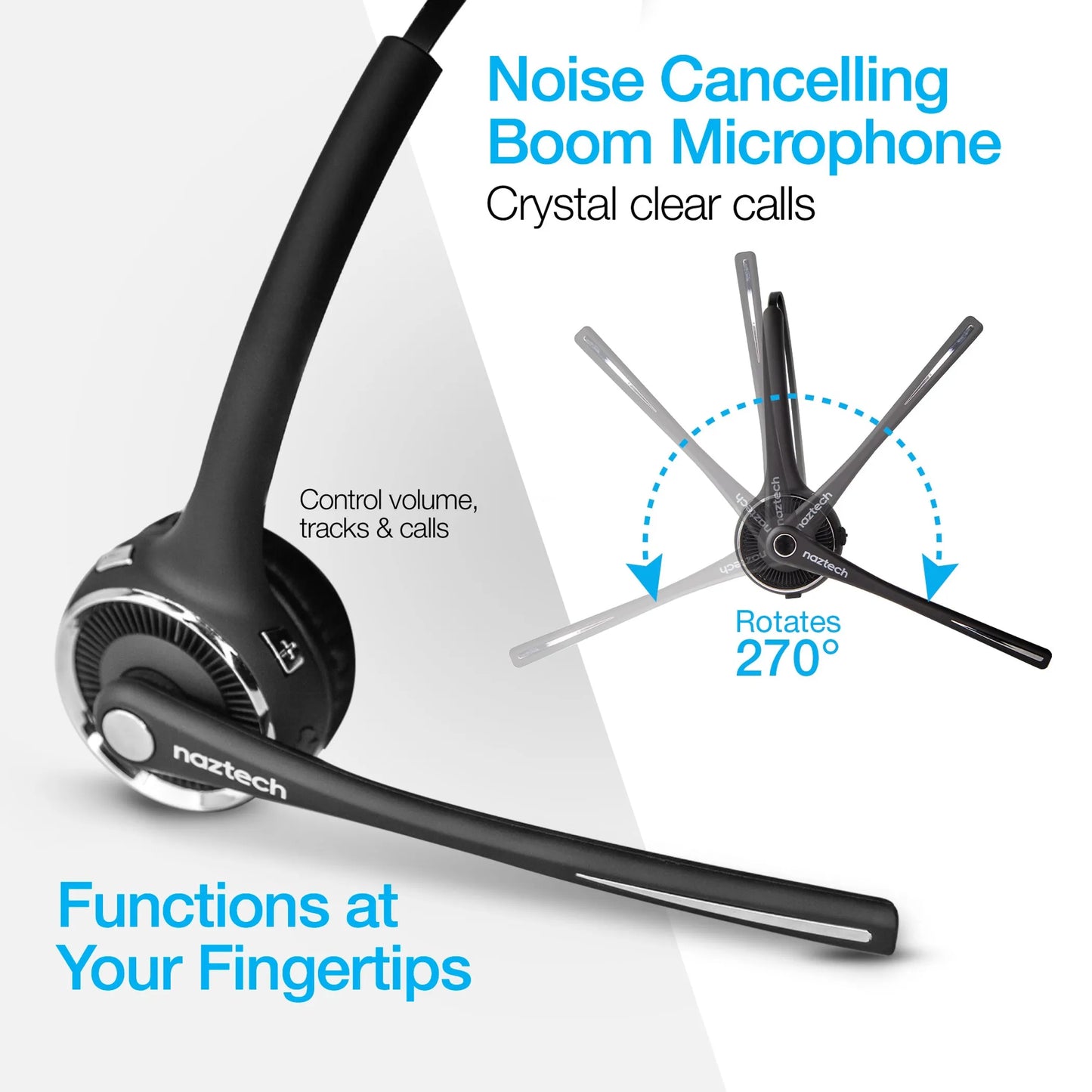 Naztech N980 BT Over-the-Head Headset w/Base Blk