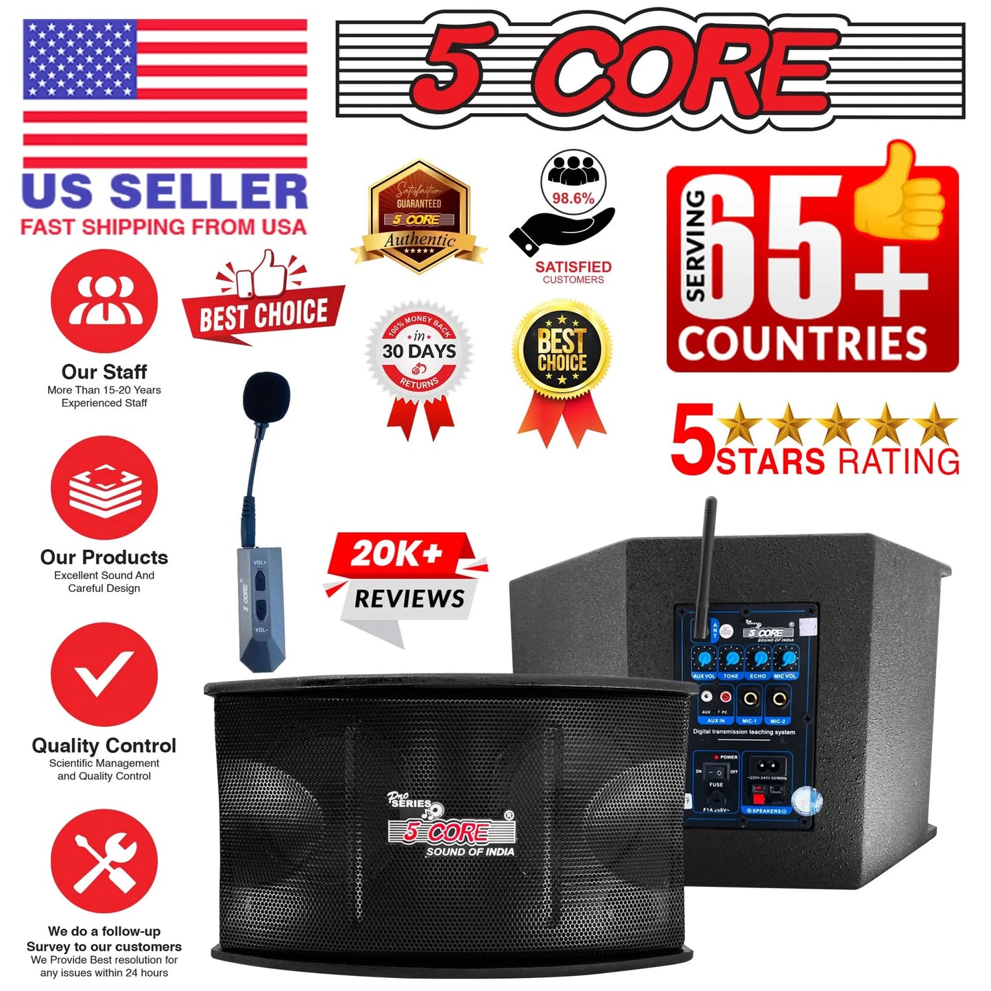 Voice Amplifier 200W Portable PA Speaker System + Wireless Lavalier Microphone