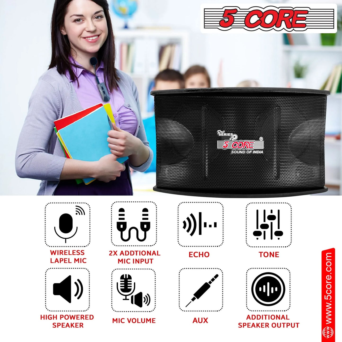 Voice Amplifier 200W Portable PA Speaker System + Wireless Lavalier Microphone