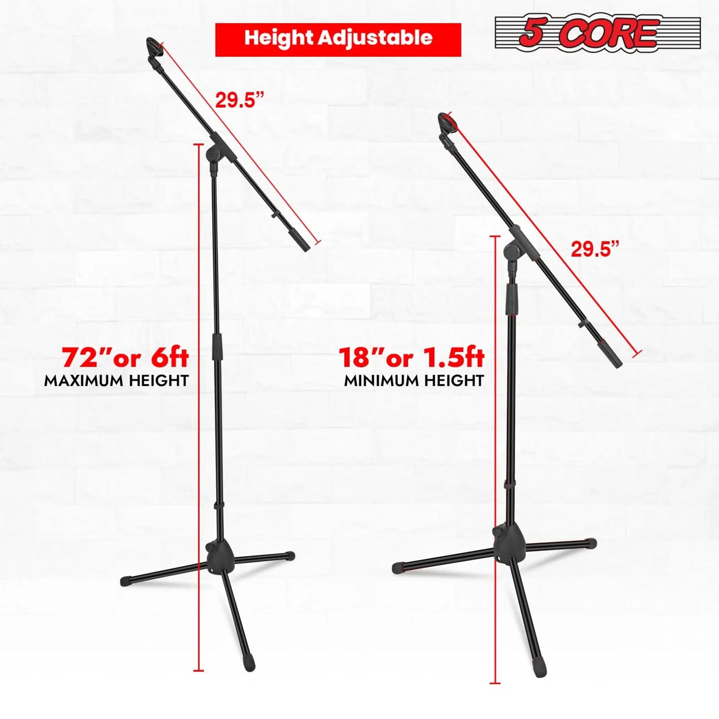 Tripod Mic Stand Adjustable Holder Floor Microphone Boom Arm