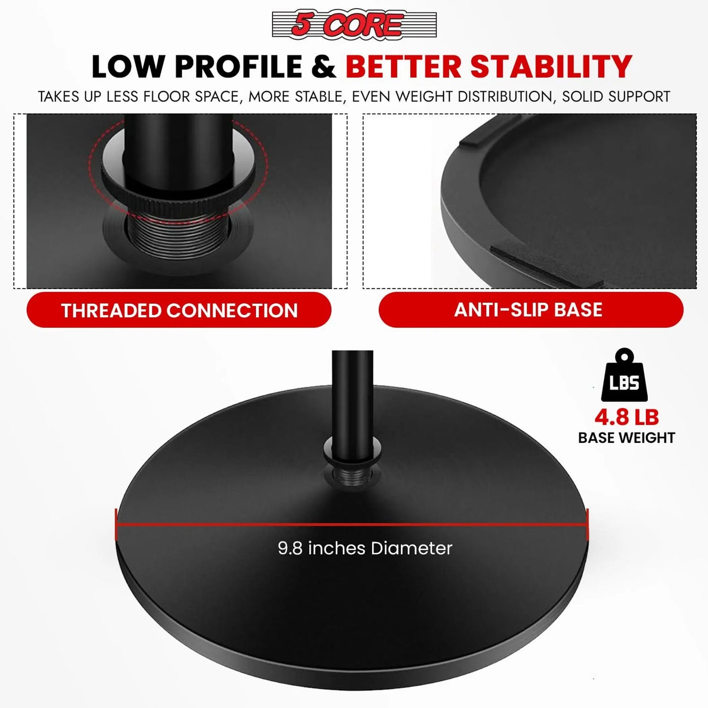 Mic Stand Floor Adjustable Universal Heavy Duty Microphone Stands Round Base Soporte De micrAfono