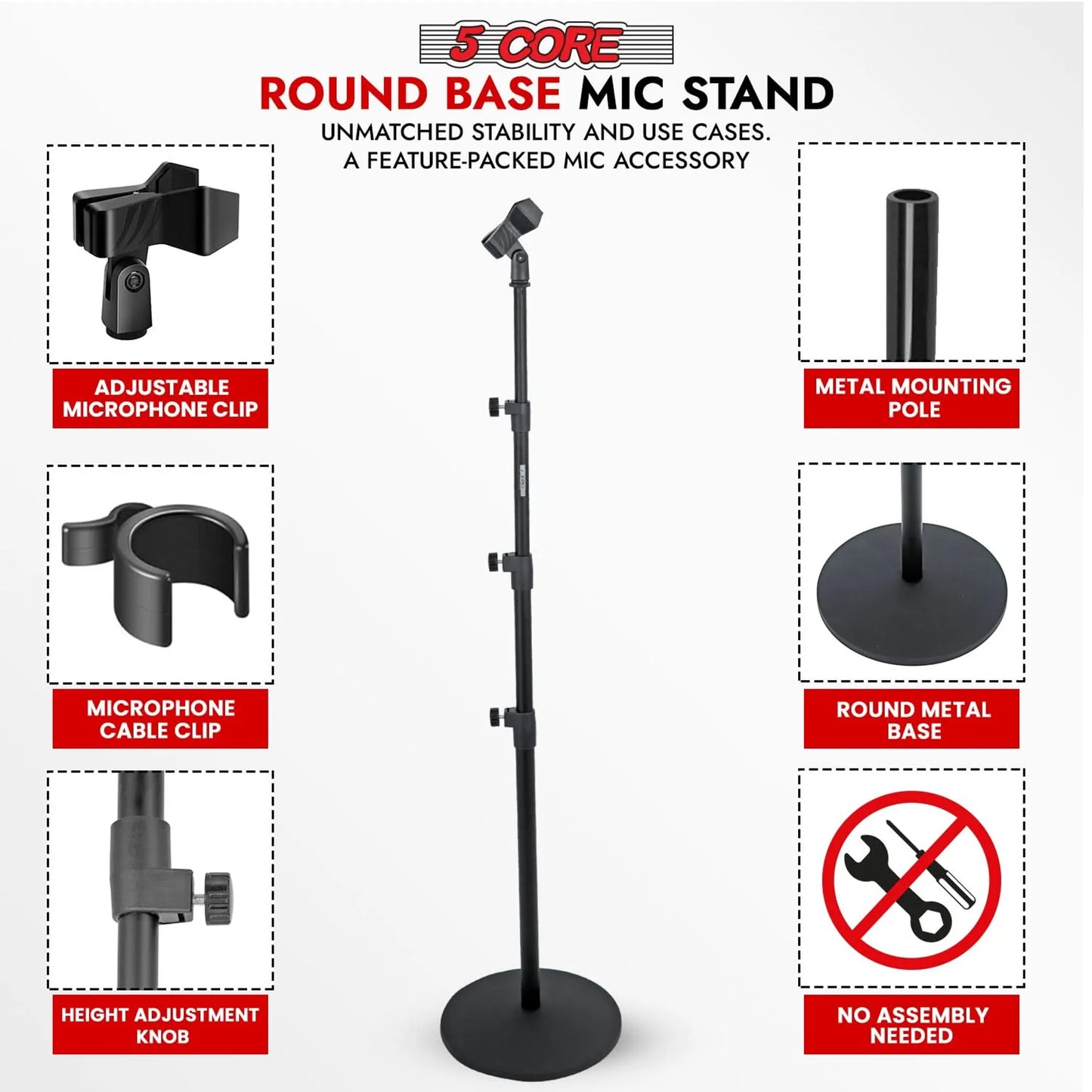 Mic Stand Floor Adjustable Universal Heavy Duty Microphone Stands Round Base Soporte De micrAfono