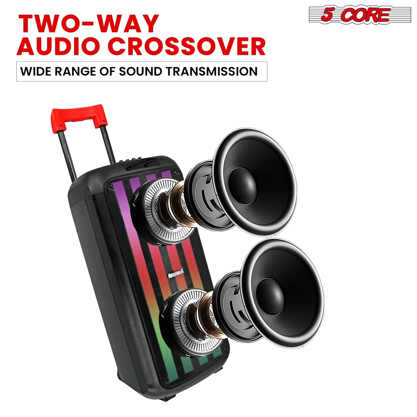Bluetooth Party Speaker 8 inch PA RGB Partybox Karaoke Machine + 2 Wireless Mic