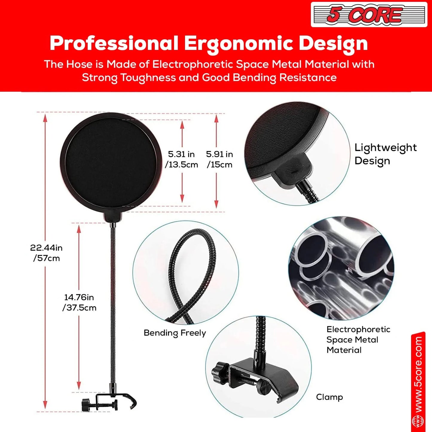 Recording Microphone Podcast Bundle Professional Condenser Cardioid Mic Kit w Boom Arm