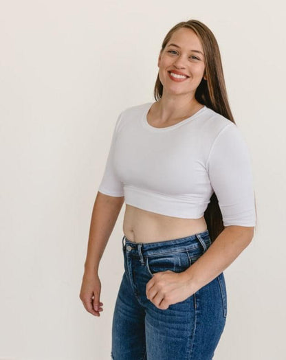 Crew Neck Elbow Sleeve Halftee