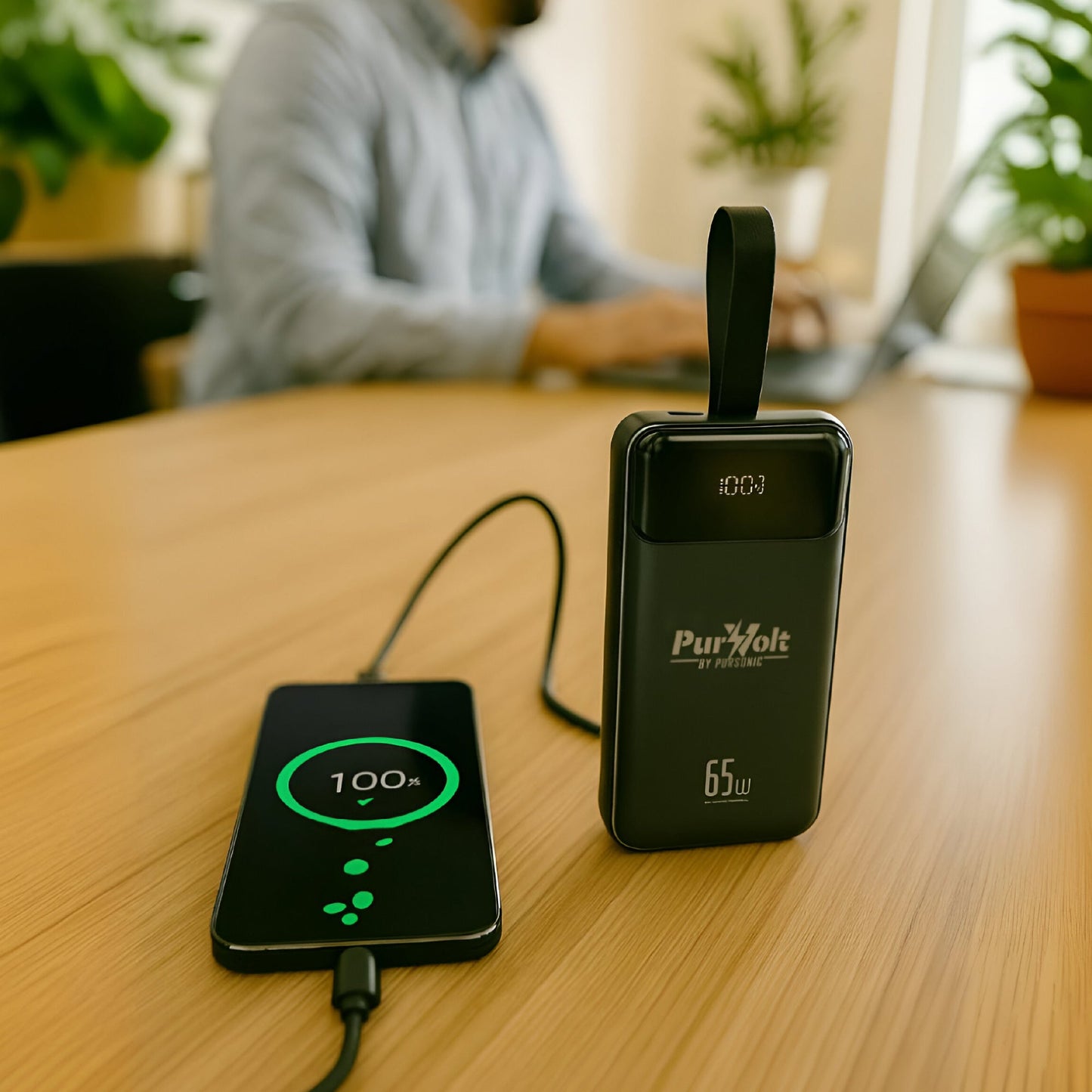 Pursonic Power Anywhere Bundle – PurVolt 40,000mAh Power Bank + LED Fast Charging Power Bank with Built-in Cables-2