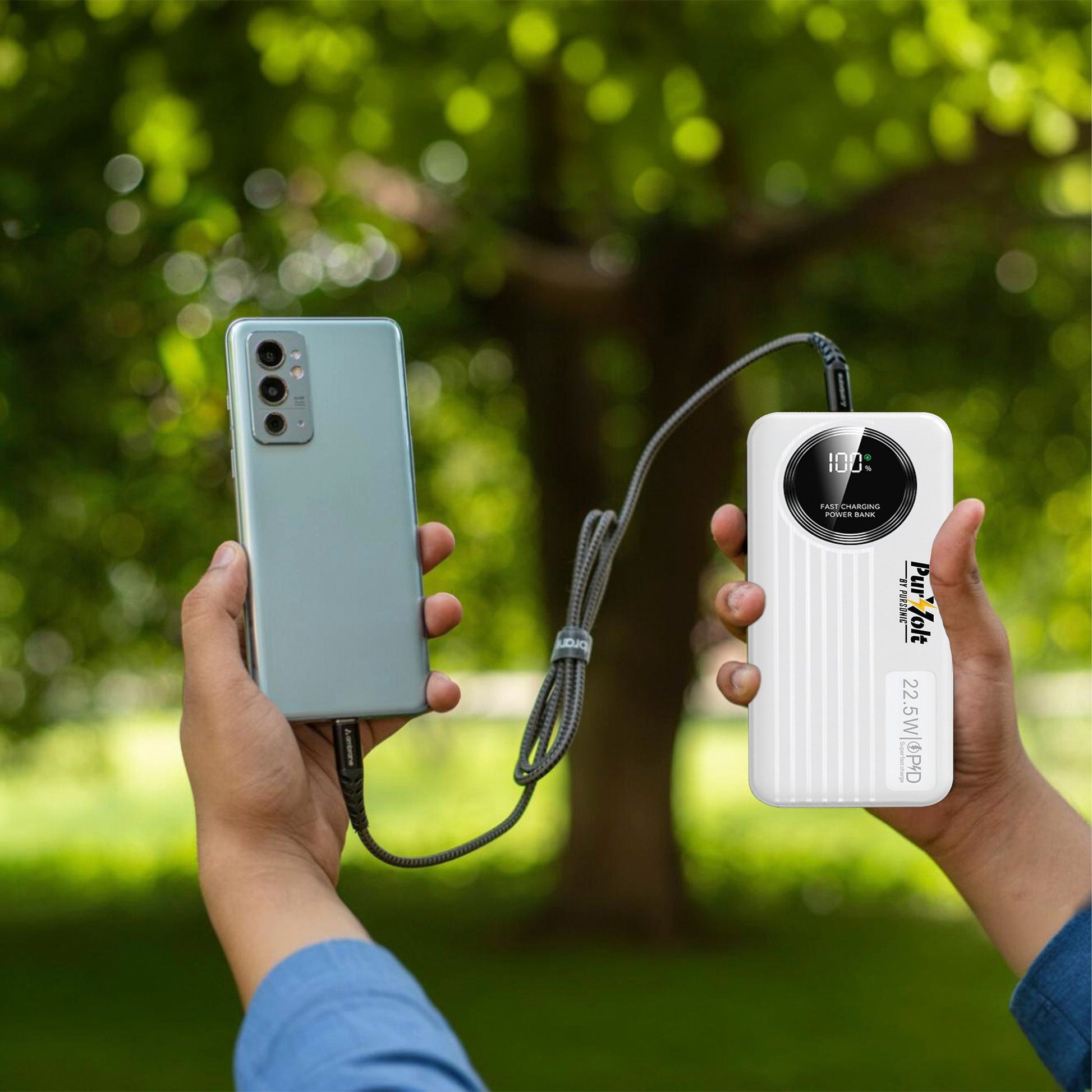 Pursonic Power Anywhere Bundle – PurVolt 40,000mAh Power Bank + LED Fast Charging Power Bank with Built-in Cables-4