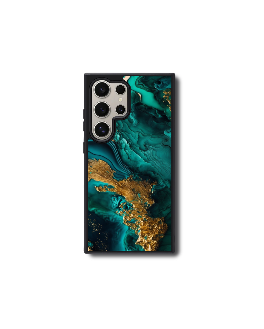 Teal and Gold Swirl Phone Case-1