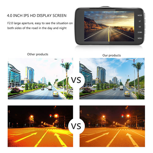 4" Dual Lens 1080P FHD 1.0MP Dash Camera And Car DVR