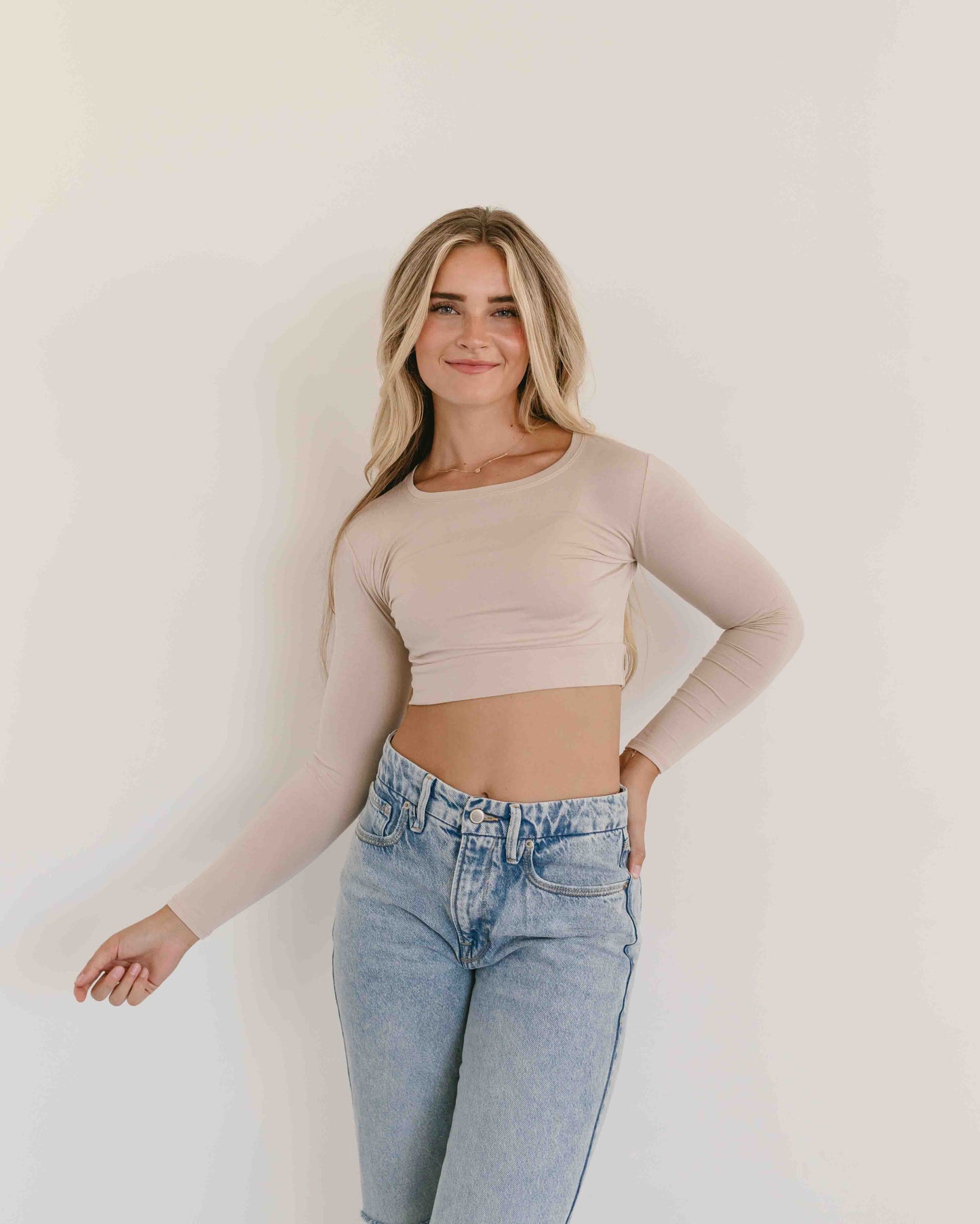 Crew Neck Long Sleeve Halftee